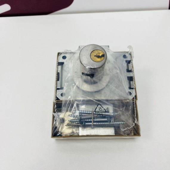 8-8-75199-3-Cerradura Cerrojo con botón y cilindro entrada 40mm, acabado bronce Nuevo