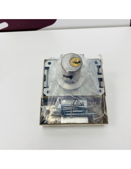 8-8-75199-3-Cerradura Cerrojo con botón y cilindro entrada 40mm, acabado bronce Nuevo