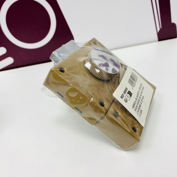 8-8-75199-5-Cerradura Cerrojo con botón y cilindro entrada 40mm, acabado bronce Nuevo