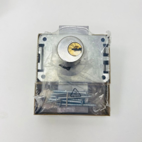 8-8-75199-6-Cerradura Cerrojo con botón y cilindro entrada 40mm, acabado bronce Nuevo