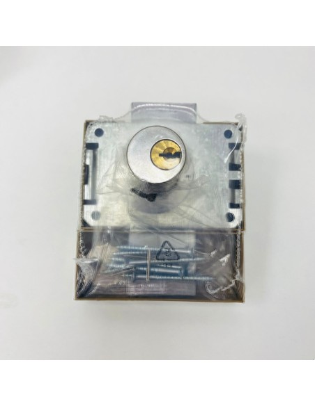 8-8-75199-6-Cerradura Cerrojo con botón y cilindro entrada 40mm, acabado bronce Nuevo