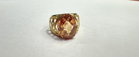 7-1-267775-1-Anillo ancho con piedra amarilla de oro amarillo 18K, T 13.5