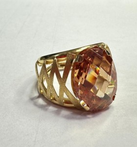 7-1-267775-1-Anillo ancho con piedra amarilla de oro amarillo 18K, T 13.5 2