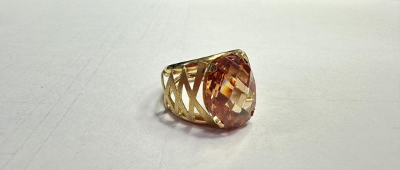 7-1-267775-2-Anillo ancho con piedra amarilla de oro amarillo 18K, T 13.5