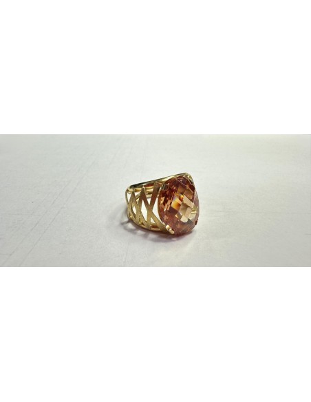 7-1-267775-2-Anillo ancho con piedra amarilla de oro amarillo 18K, T 13.5