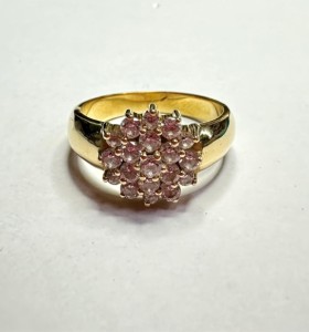 1-1-266076-1-Anillo con rosetón circonitas de oro amarillo 18K, T 20