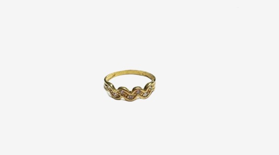 1-1-268642-3-Anillo con ondas y circonitas de oro amarillo 18K, T 17