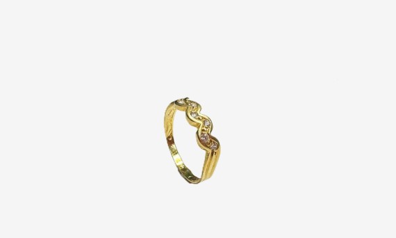 1-1-268642-5-Anillo con ondas y circonitas de oro amarillo 18K, T 17