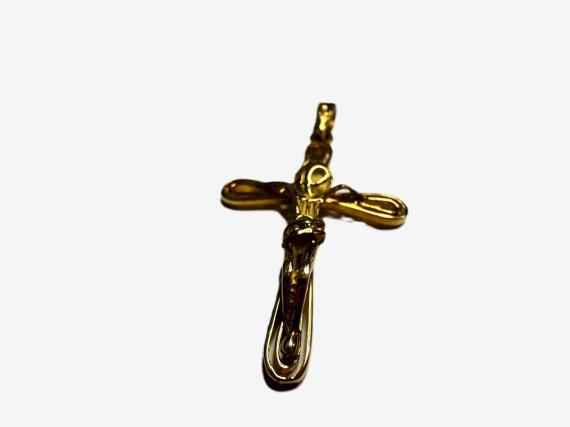 1-9-74109-1-Colgante tipo cruz circonitas de oro amarillo, L 3.5cm