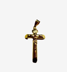 1-9-74104-1-Colgante tipo cruz cristo de oro amarillo 18K, L 3.3cm