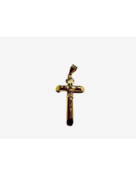 1-9-74104-1-Colgante tipo cruz cristo de oro amarillo 18K, L 3.3cm