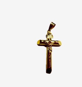 1-9-74104-1-Colgante tipo cruz cristo de oro amarillo 18K, L 3.3cm 2
