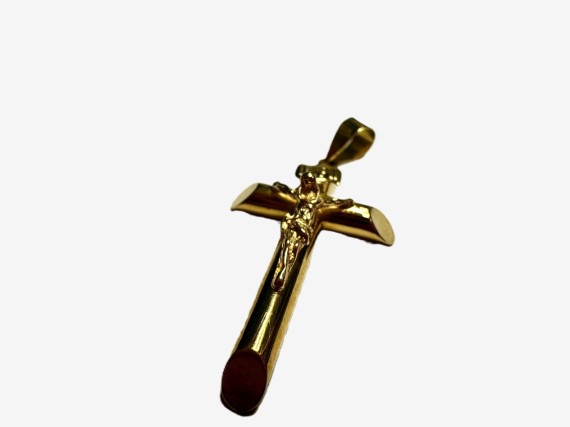 1-9-74104-3-Colgante tipo cruz cristo de oro amarillo 18K, L 3.3cm