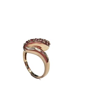 1-9-74141-2-14KAnillo ancho piedras rosa de oro amarillo 14K, T 16