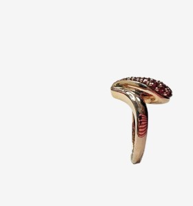 1-9-74141-2-14KAnillo ancho piedras rosa de oro amarillo 14K, T 16 2