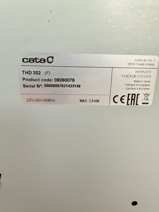 8-8-75658-3-Cocina Placa De Inducción CATA THD 302 (2 Fuegos) 220v-240v 