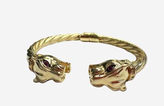 6-1-262476-1-14KPulsera cabeza de pantera con rubíes de oro amarillo 14K