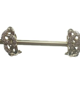 6-8-67384-1-Pendientes trenzados piedras de oro amarillo 18K, L 1.65cm 2