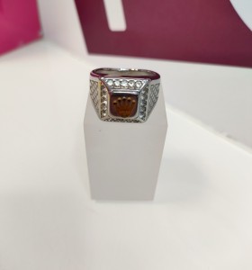 9-9-75467-1-Anillo acero plateado con sello de rolex T28