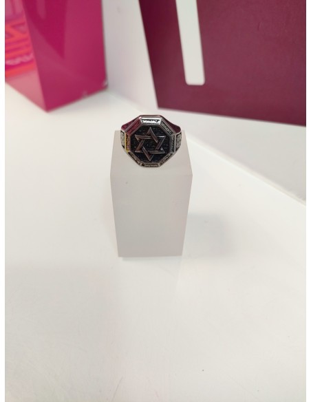 9-9-75466-1-Anillo acero plateado estrella de david T17