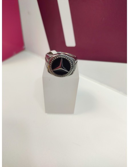 9-9-75480-1-Anillo acero plateado tipo mercedes benz T30