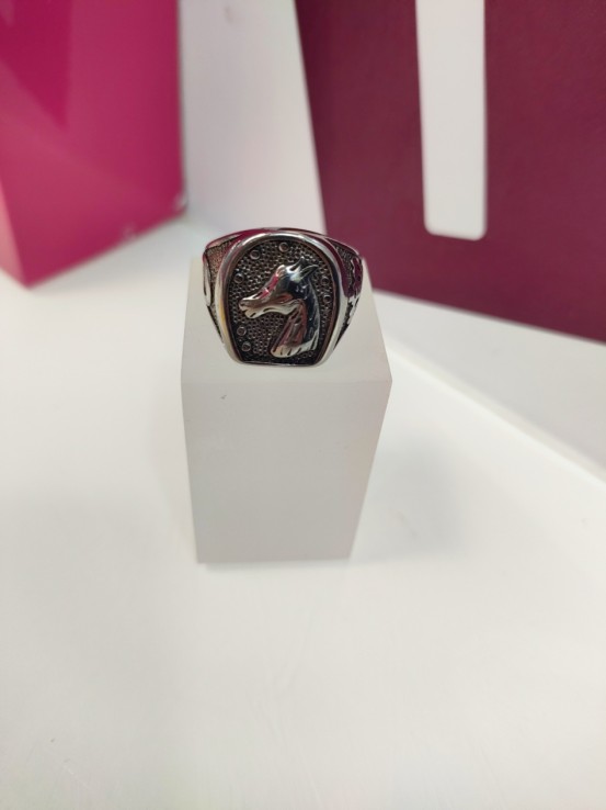 9-9-75469-1-Anillo acero plateado con herradura de caballo T22
