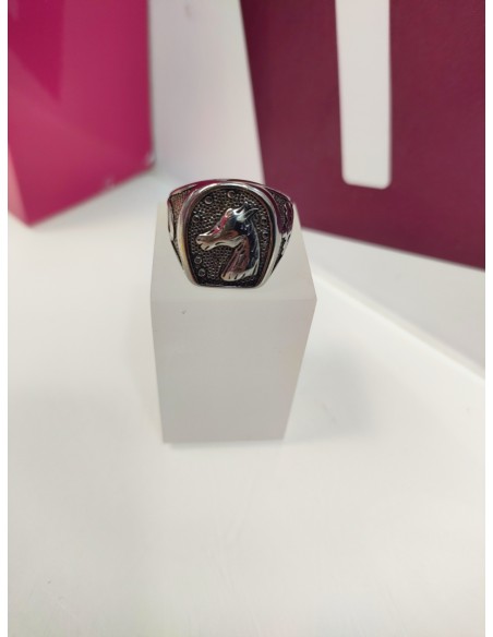 9-9-75469-1-Anillo acero plateado con herradura de caballo T22