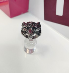 9-9-75495-1-Anillo acero plateado tipo cabeza de lobo T23