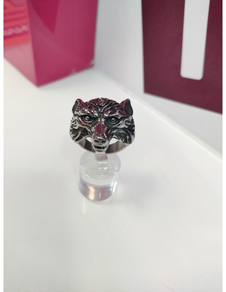 9-9-75495-1-Anillo acero plateado tipo cabeza de lobo T23