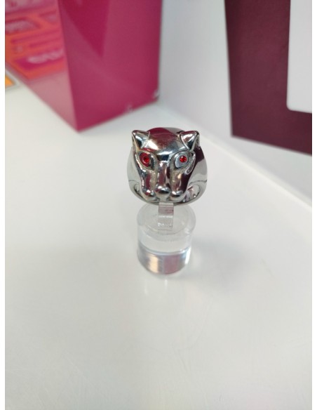 9-9-75477-1-Anillo acero plateado tipo pantera con circonitas rojas T22