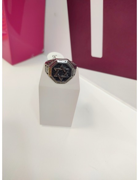 9-9-75478-1-Anillo acero plateado tipo estrella de david T22