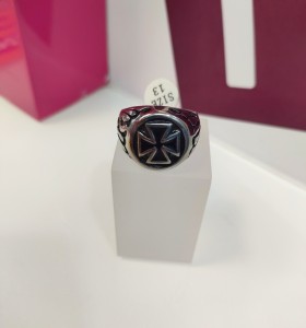 9-9-75475-1-Anillo acero plateado tipo cruz de hierro T25