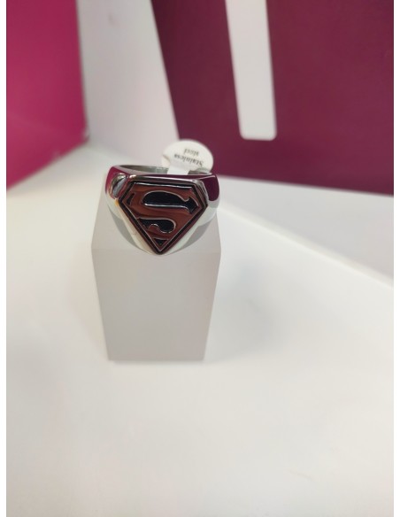 9-9-75491-1-Anillo acero plateado tipo sello de superman T23