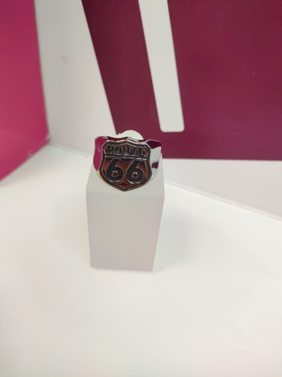 9-9-75474-1-Anillo acero plateado route 66 T29