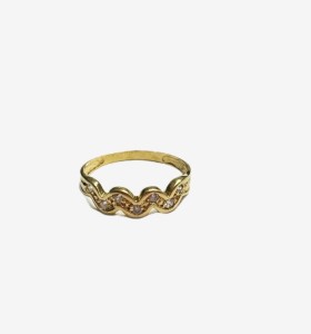 9-1-268642-3-Anillo con ondas y circonitas de oro amarillo 18K, T 17