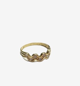 9-1-268642-3-Anillo con ondas y circonitas de oro amarillo 18K, T 17 2