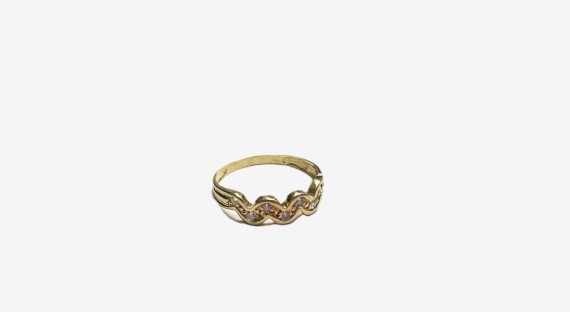 9-1-268642-4-Anillo con ondas y circonitas de oro amarillo 18K, T 17
