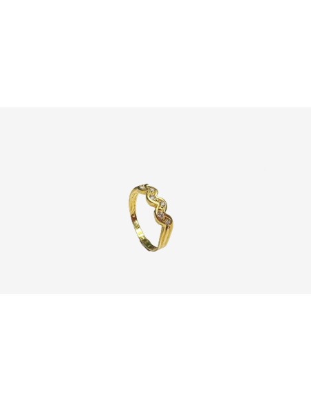 9-1-268642-5-Anillo con ondas y circonitas de oro amarillo 18K, T 17