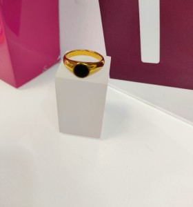 9-9-75512-1-Anillo acero dorado con piedra negra ovalada T25