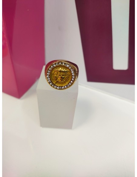 9-9-75554-1-Anillo acero dorado con simbolo de versace T17