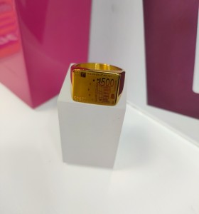 9-9-75543-1-Anillo acero dorado tipo sello con billete de 500 T25