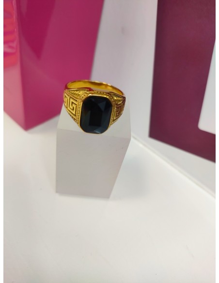 9-9-75522-1-Anillo acero dorado con piedra negra cuadrada T30