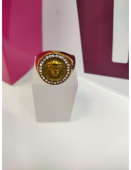 9-9-75555-1-Anillo acero dorado con simbolo de versace T24