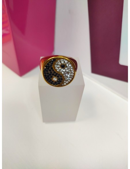 9-9-75579-1-Anillo acero dorado tipo sello con simbolo de yin y yang con circonitas T22