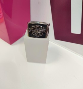 9-9-75599-1-Anillo acero plateado tipo sello cuadrado harley davidson T25