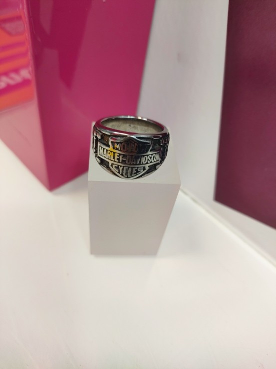 9-9-75612-1-Anillo acero plateado harley davidson T21