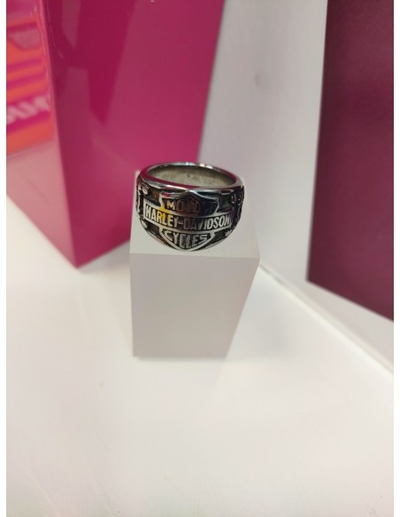 9-9-75612-1-Anillo acero plateado harley davidson T21