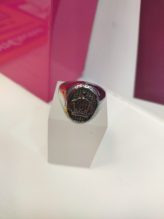 9-9-75616-1-Anillo acero plateado con simbolo de corona T25