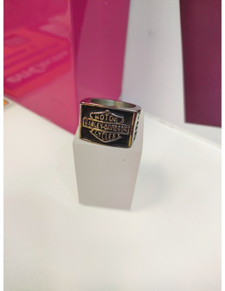 9-9-75598-1-Anillo acero plateado tipo sello cuadrado harley davidson T20