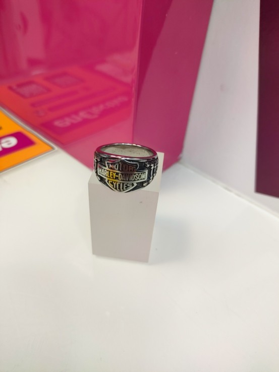 9-9-75613-1-Anillo acero plateado harley davidson T28